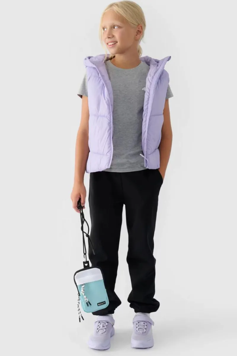 Best 4F Dziewczęcy T-shirt Gładki Bawełniany Szary JWMM00TTSHF1658-27M