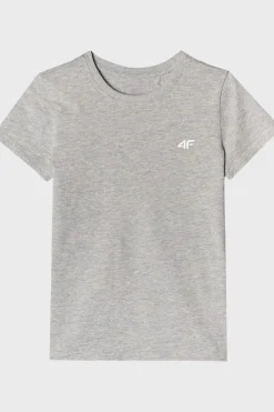Best 4F Dziewczęcy T-shirt Gładki Bawełniany Szary JWMM00TTSHF1658-27M