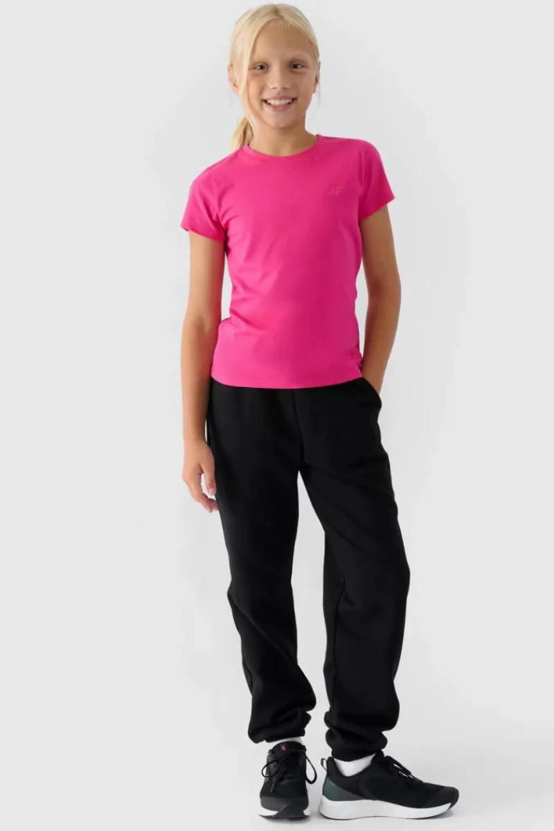 Online Dziewczęcy T-shirt Gładki Bawełniany Fuksja JWMM00TTSHF1658-55S Dzieci T-Shirty Dziecięce|Odzież 4F