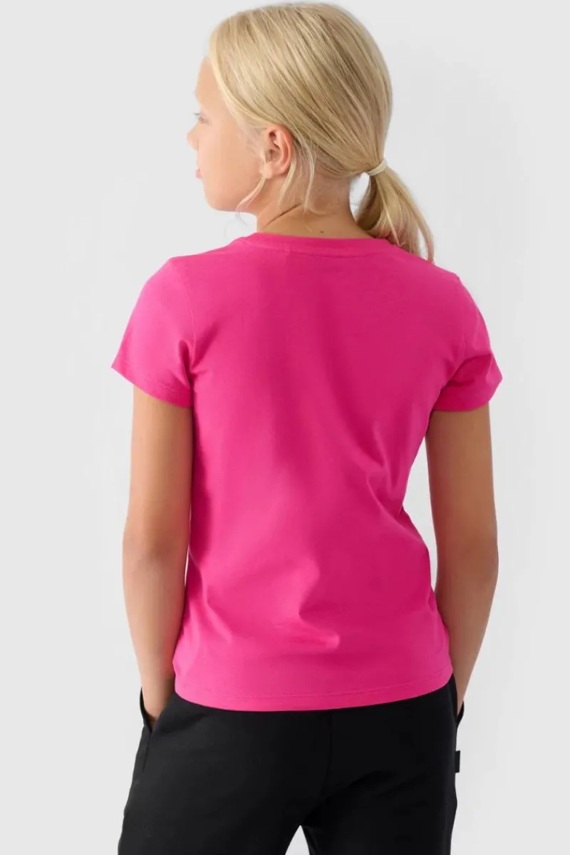 Online Dziewczęcy T-shirt Gładki Bawełniany Fuksja JWMM00TTSHF1658-55S Dzieci T-Shirty Dziecięce|Odzież 4F