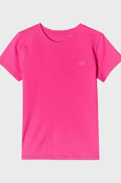 Online Dziewczęcy T-shirt Gładki Bawełniany Fuksja JWMM00TTSHF1658-55S Dzieci T-Shirty Dziecięce|Odzież 4F