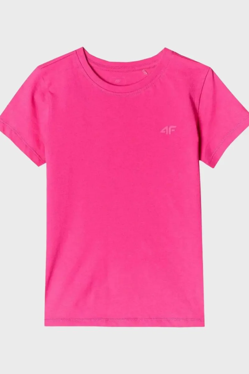 Online Dziewczęcy T-shirt Gładki Bawełniany Fuksja JWMM00TTSHF1658-55S Dzieci T-Shirty Dziecięce|Odzież 4F
