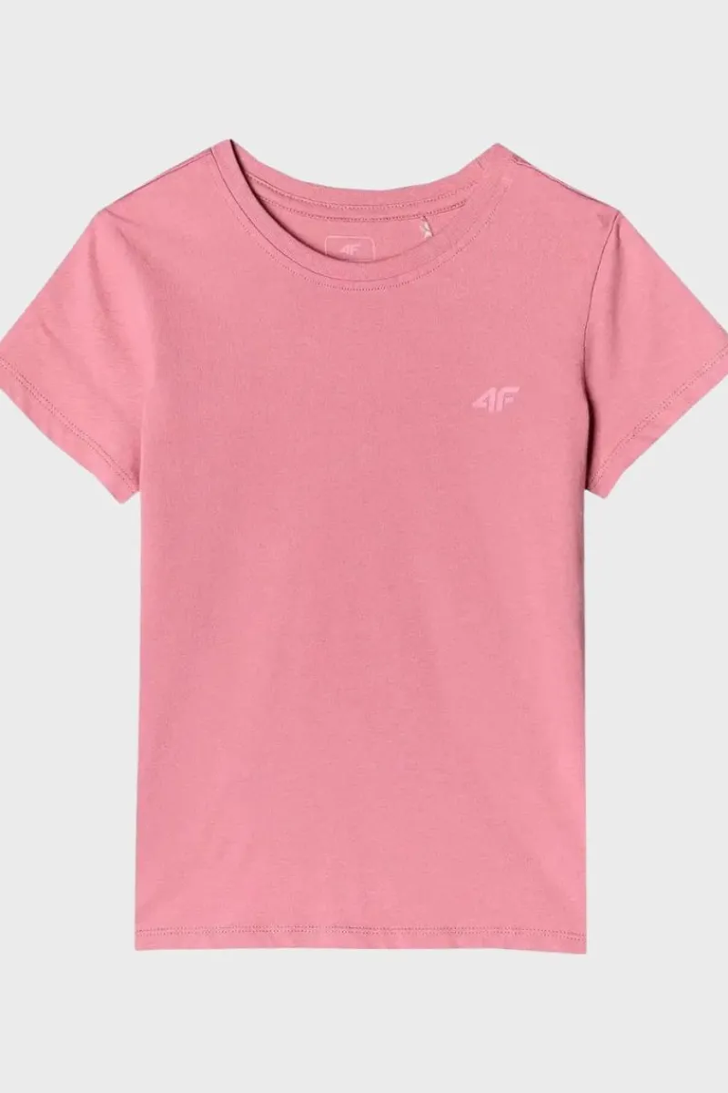 T-Shirty Dziecięce|Odzież 4F>4F Dziewczęcy T-shirt Gładki Bawełniany Fuksja JWMM00TTSHF1658-56S