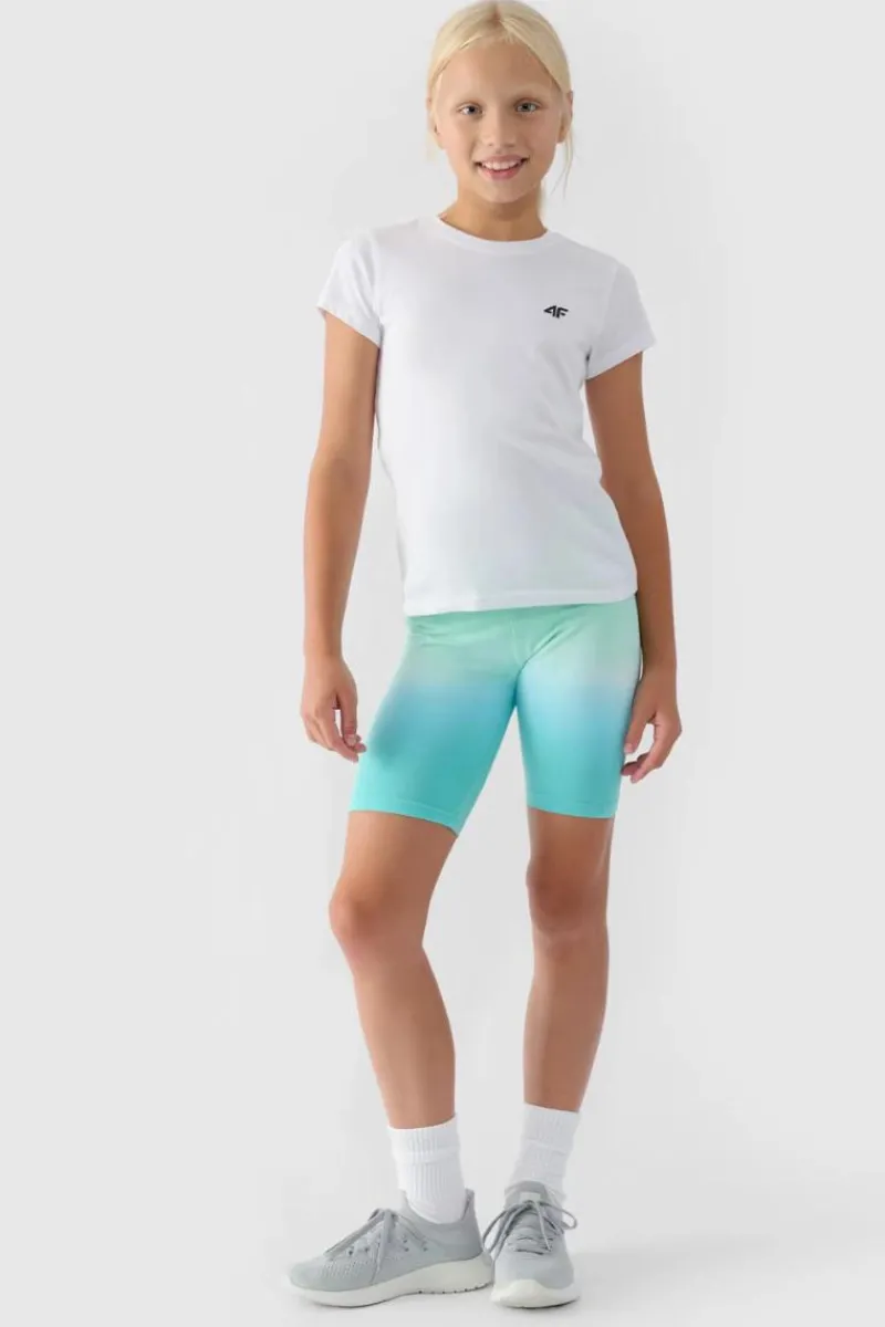 Online Dziewczęcy T-shirt Gładki Bawełniany Biały JWMM00TTSHF1658-10S Dzieci T-Shirty Dziecięce|Odzież 4F