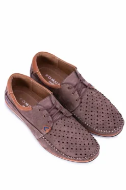New Boto Dziurkowane Skórzane Mokasyny Półbuty Brąz Mortego