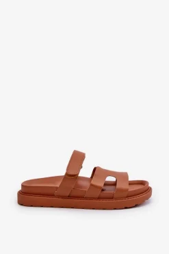 Hot Eko Skórzane Klapki Damskie Na Rzep Camel Silaka Damskie Klapki Na Platformie|Klapki Damskie Klasyczne