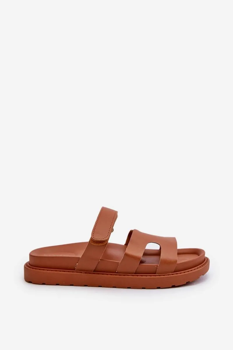 Hot Eko Skórzane Klapki Damskie Na Rzep Camel Silaka Damskie Klapki Na Platformie|Klapki Damskie Klasyczne