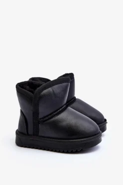 Chłopięce|Dziewczęce>Boto Eko Skórzane Śniegowce Dziecięce Czarne Husalta