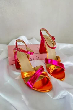 Clearance Eko Skórzane Sandały Na Obcasie Słupku Fuksja Abilica Damskie Sandały Na Słupku|Sandały Na Obcasie