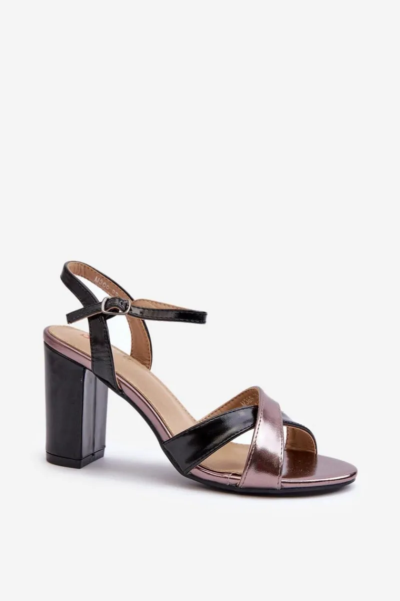 Sandały Na Słupku|Sandały Na Obcasie>Boto Eko Skórzane Sandały Na Obcasie Słupku Czarne Abilica Czarny