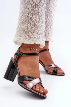 Sandały Na Słupku|Sandały Na Obcasie><noscript><img width=