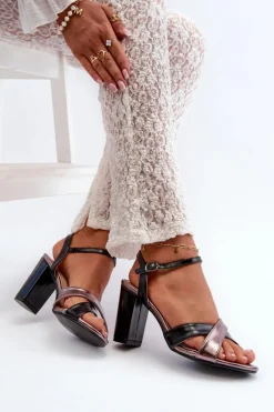 Sandały Na Słupku|Sandały Na Obcasie><noscript><img width=