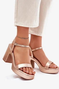 New Boto Eko Skórzane Sandały Na Słupku Różowe Złoto Lillita Złoty