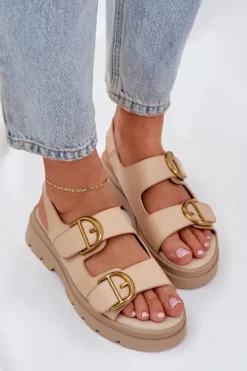 Sandały Płaskie><noscript><img width=