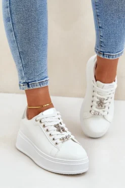 Clearance Boto Eko Skórzane Sneakersy Z Przypinkami Biało-Srebrne Enalirae