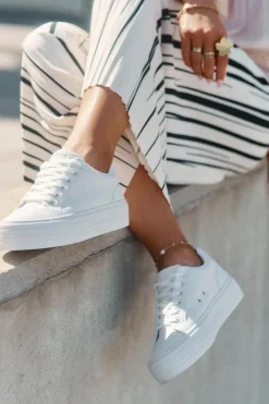 Online Big Star Shoes Eko Skórzane Trampki Damskie Na Platformie Big Star RR274298 Białe