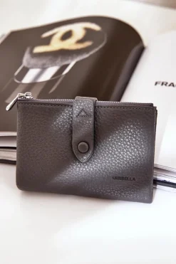 New Boto Eko Skórzany Portfel Damski Ciemno Bronica Szary