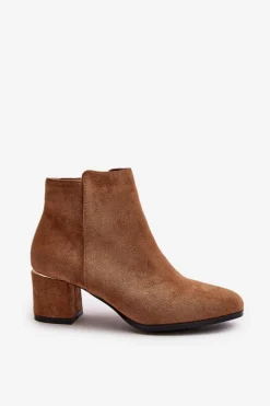 Brązowe I Beżowe Botki|Botki Na Obcasie><noscript><img width=