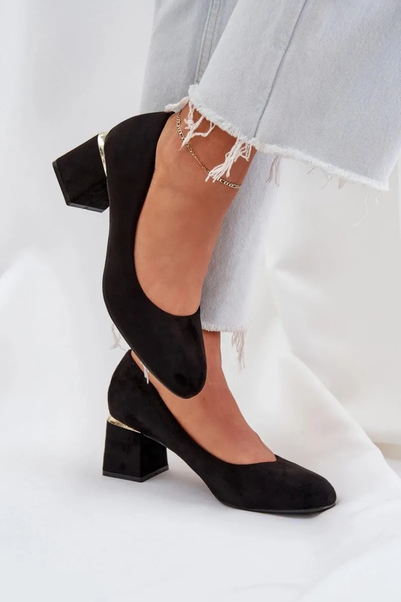 Discount Boto Eko Zamszowe Czółenka Na Słupku Czarne Veniffia