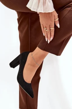 Best Boto Eko Zamszowe Czółenka Na Słupku Czarne Ellinoria