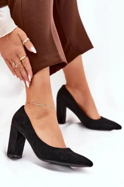 Best Boto Eko Zamszowe Czółenka Na Słupku Czarne Ellinoria