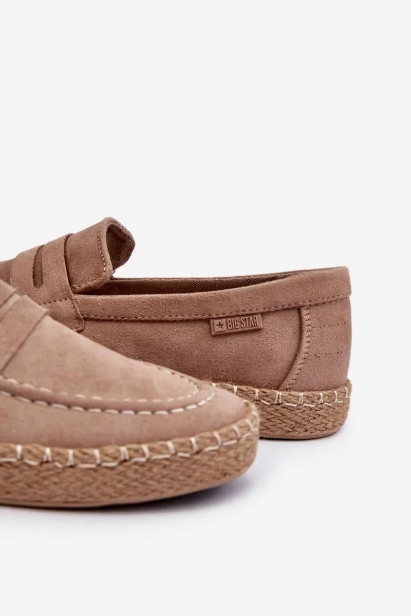 Online Eko Zamszowe Espadryle Męskie Big Star NN174049 Beżowe Męskie Mokasyny Wsuwane