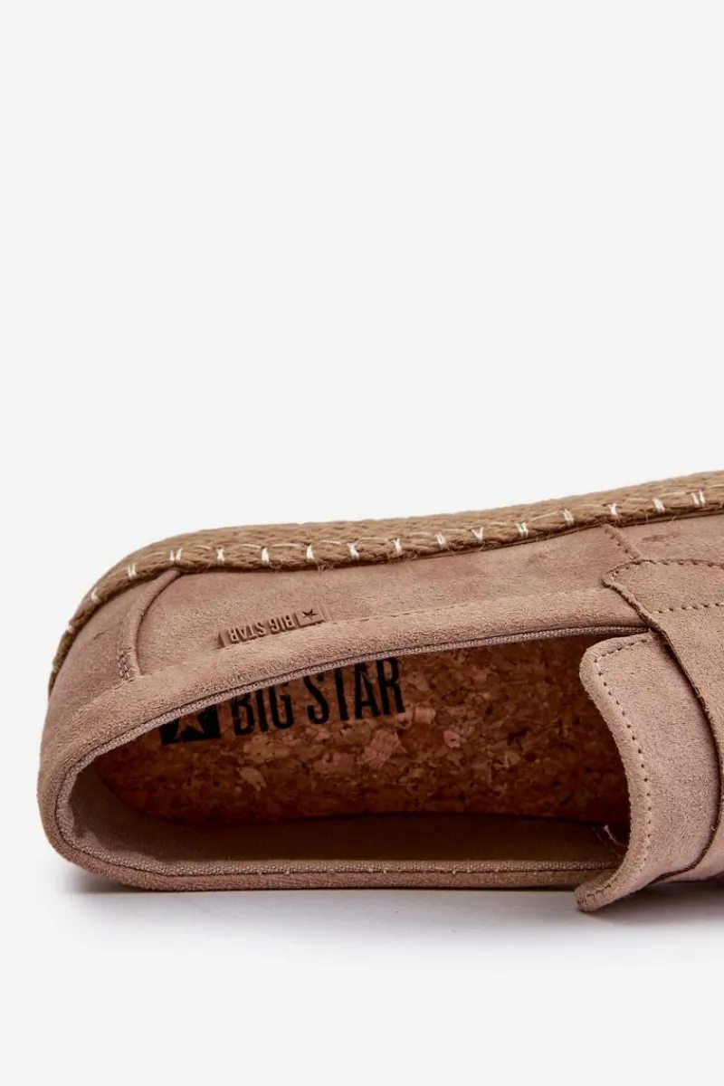 Online Eko Zamszowe Espadryle Męskie Big Star NN174049 Beżowe Męskie Mokasyny Wsuwane