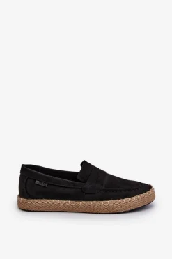 Mokasyny Wsuwane>Big Star Shoes Eko Zamszowe Espadryle Męskie Big Star NN174046 Czarne