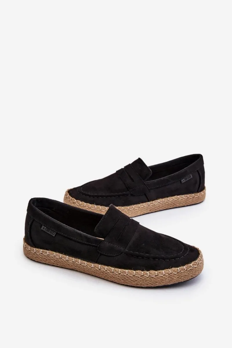 Mokasyny Wsuwane>Big Star Shoes Eko Zamszowe Espadryle Męskie Big Star NN174046 Czarne