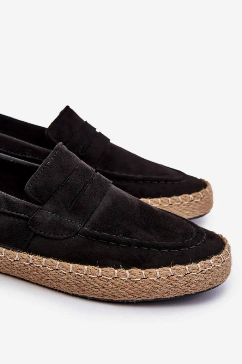 Mokasyny Wsuwane>Big Star Shoes Eko Zamszowe Espadryle Męskie Big Star NN174046 Czarne