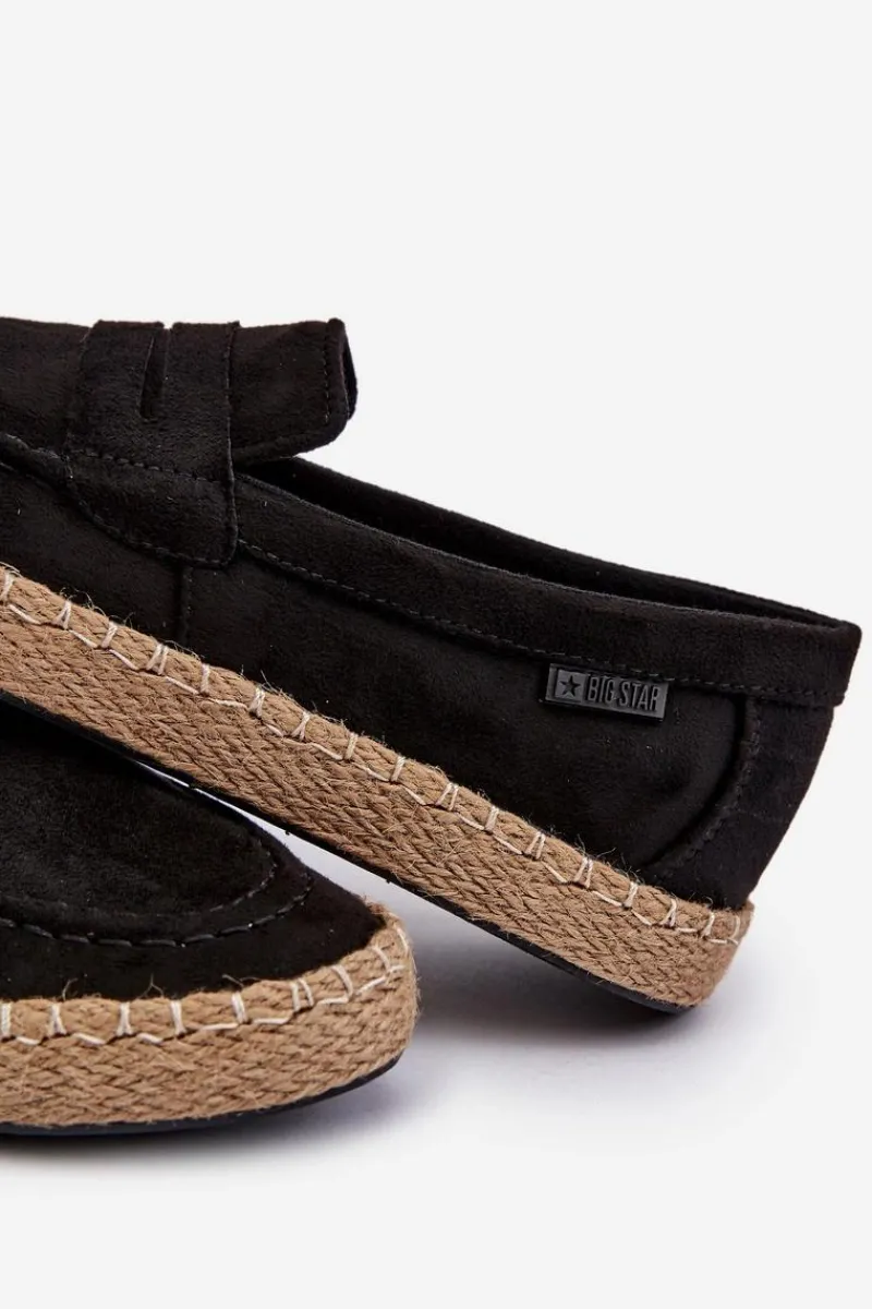 Mokasyny Wsuwane>Big Star Shoes Eko Zamszowe Espadryle Męskie Big Star NN174046 Czarne