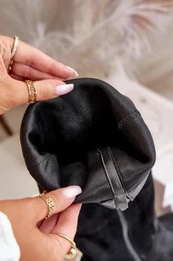 Outlet Eko Zamszowe Kozaki Damskie Przed Kolano Na Zamek Czarne Elitara Damskie Kozaki Przed Kolano|Kozaki Na Obcasie