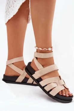 Sandały Płaskie><noscript><img width=