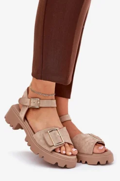 Sandały Płaskie><noscript><img width=