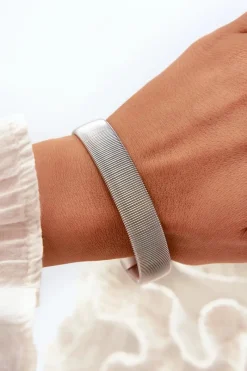 Best Glam Chic Elastyczna Bransoleta Damska Ze Stali Nierdzewnej Srebrna