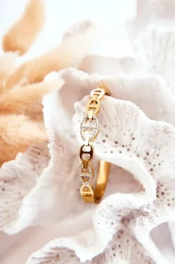 Boto Elegancka Bransoletka Stalowa Z Cyrkoniami Złota