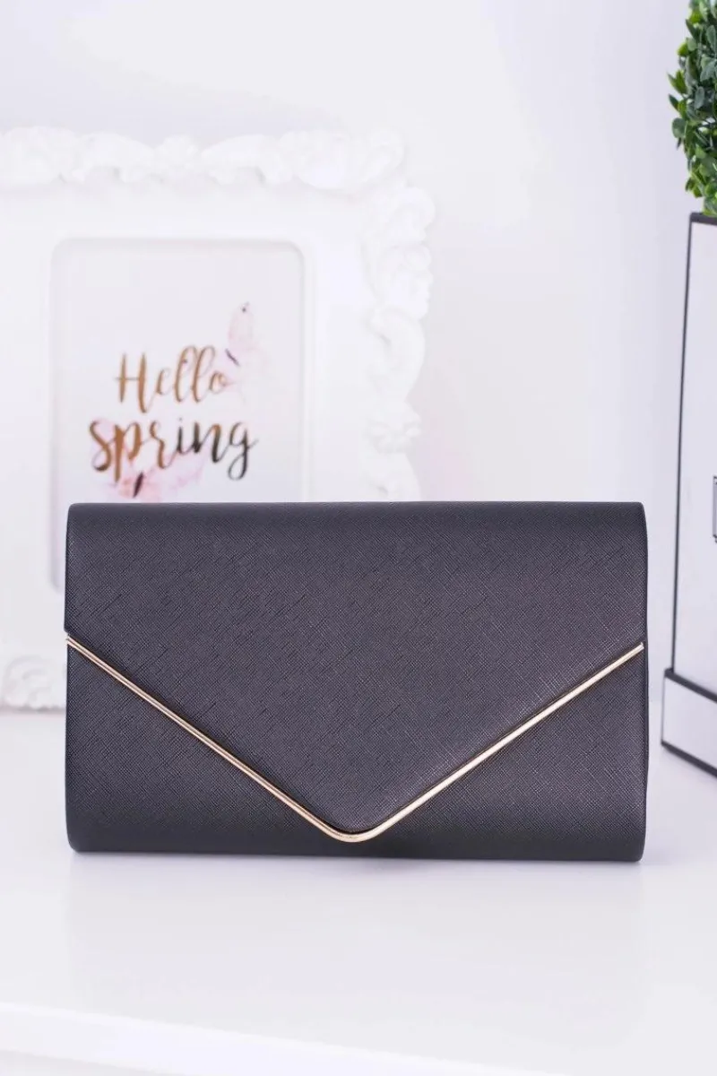 Kopertówki>Boto Elegancka Czarna Kopertówka Złote Okucia