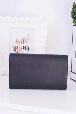 Kopertówki>Boto Elegancka Czarna Kopertówka Złote Okucia