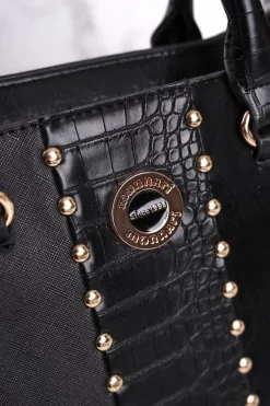 Hot Elegancka Czarna Torebka BAG4590-020 Print Zwierzęcy Torebki Monnari|Torebki Klasyczne
