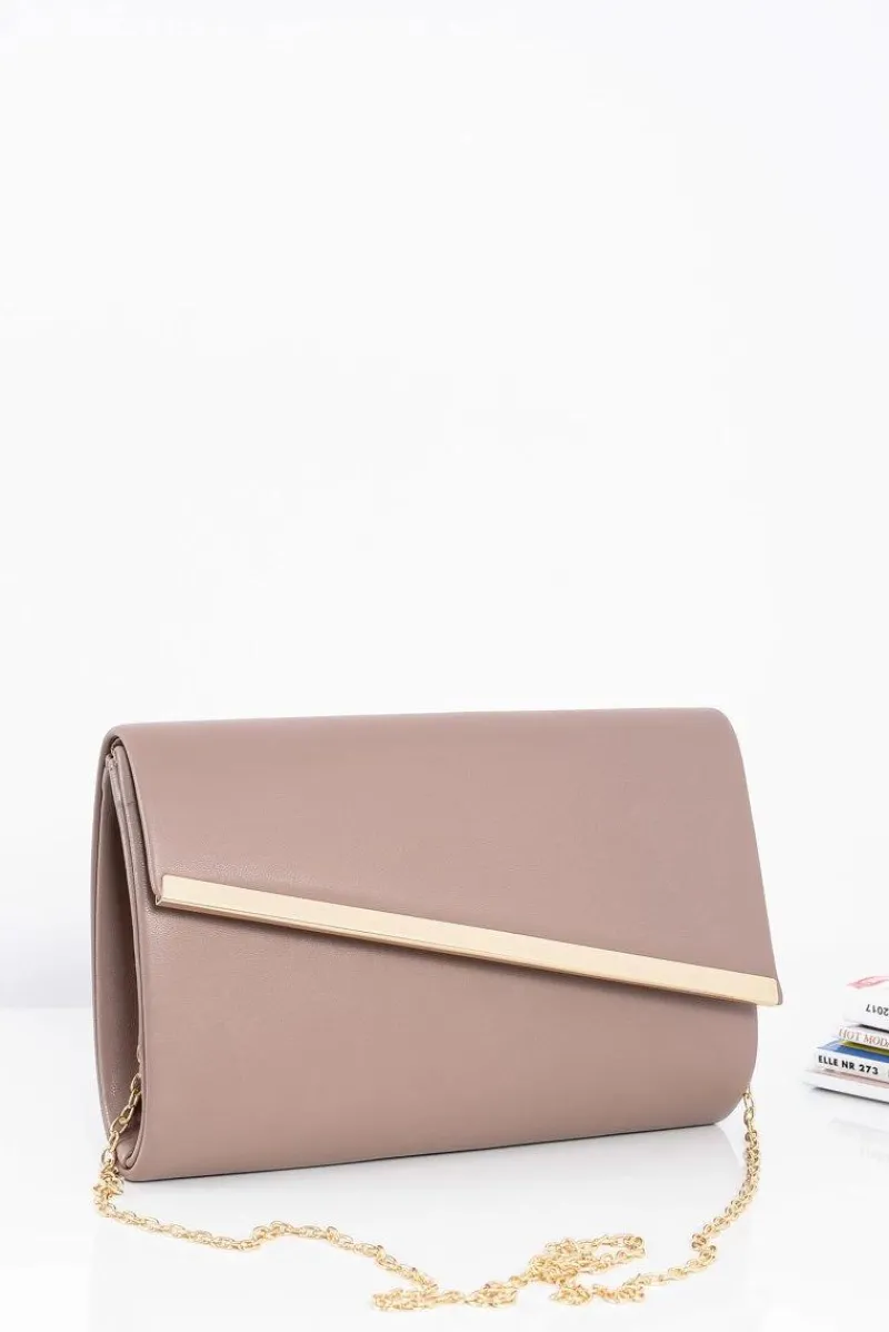 Kopertówki>Boto Elegancka Damska Licowa Kopertówka Złoty Łańcuszek Khaki