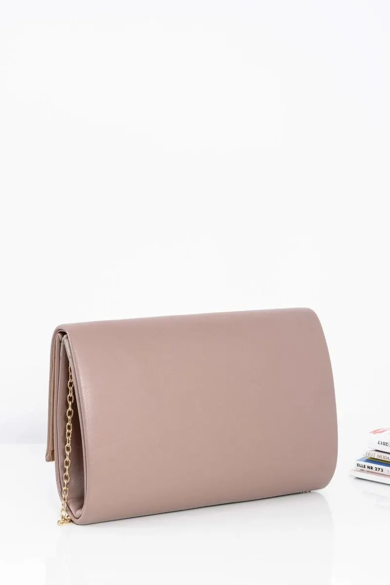 Kopertówki>Boto Elegancka Damska Licowa Kopertówka Złoty Łańcuszek Khaki