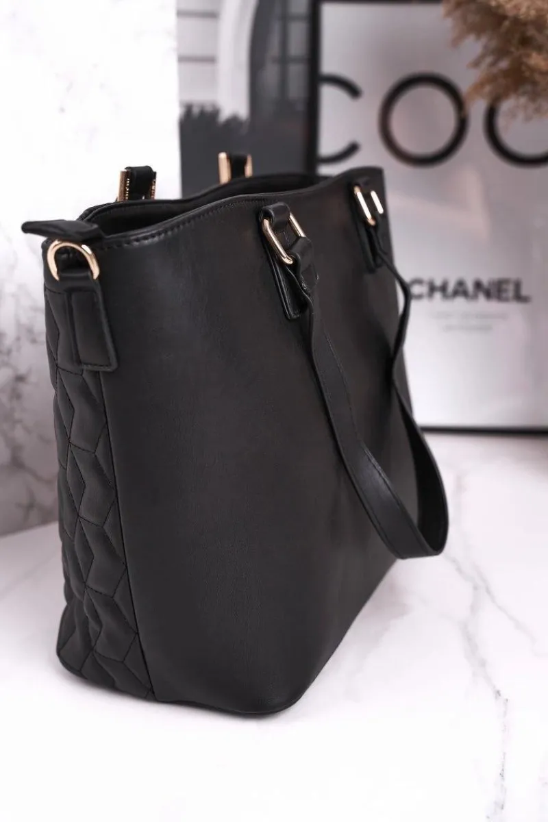 Torebki Monnari|Torebki Klasyczne>Monnari Elegancka Damska Torebka BAG5470-020 Czarna Pikowana