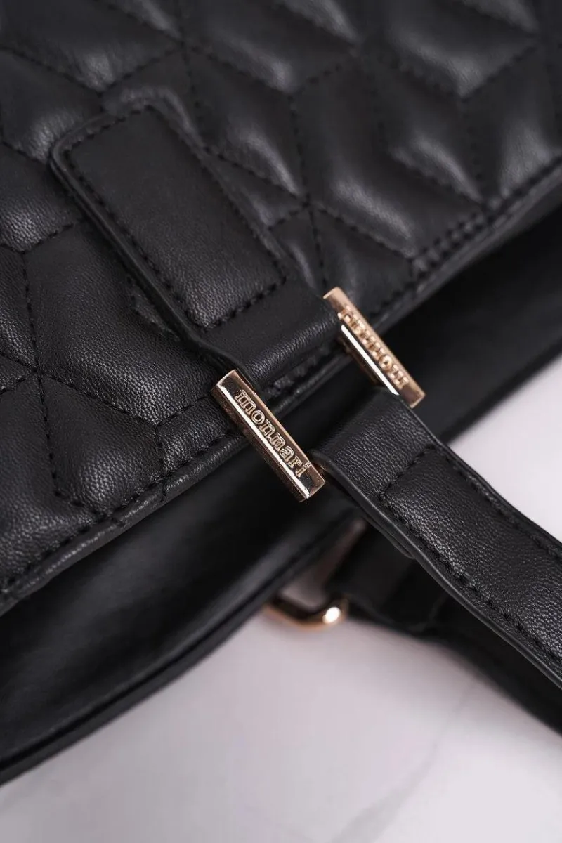 Torebki Monnari|Torebki Klasyczne>Monnari Elegancka Damska Torebka BAG5470-020 Czarna Pikowana