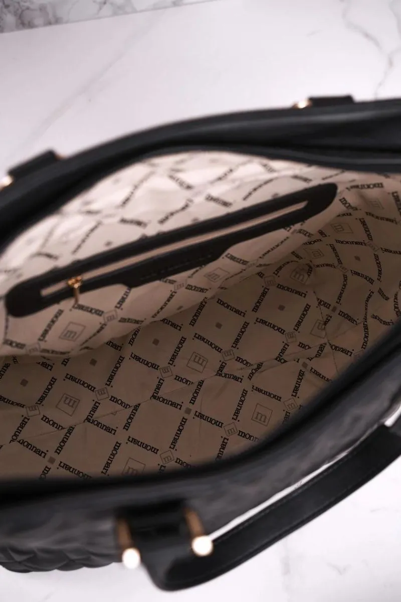 Torebki Monnari|Torebki Klasyczne>Monnari Elegancka Damska Torebka BAG5470-020 Czarna Pikowana