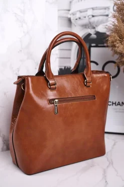 Discount Monnari Elegancka Karmelowa Torebka BAG4590-017 Print Zwierzęcy