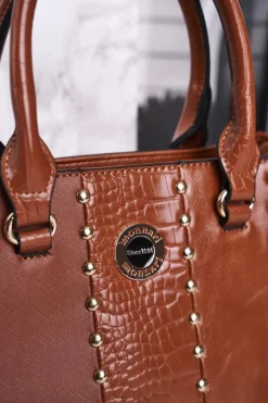 Discount Monnari Elegancka Karmelowa Torebka BAG4590-017 Print Zwierzęcy