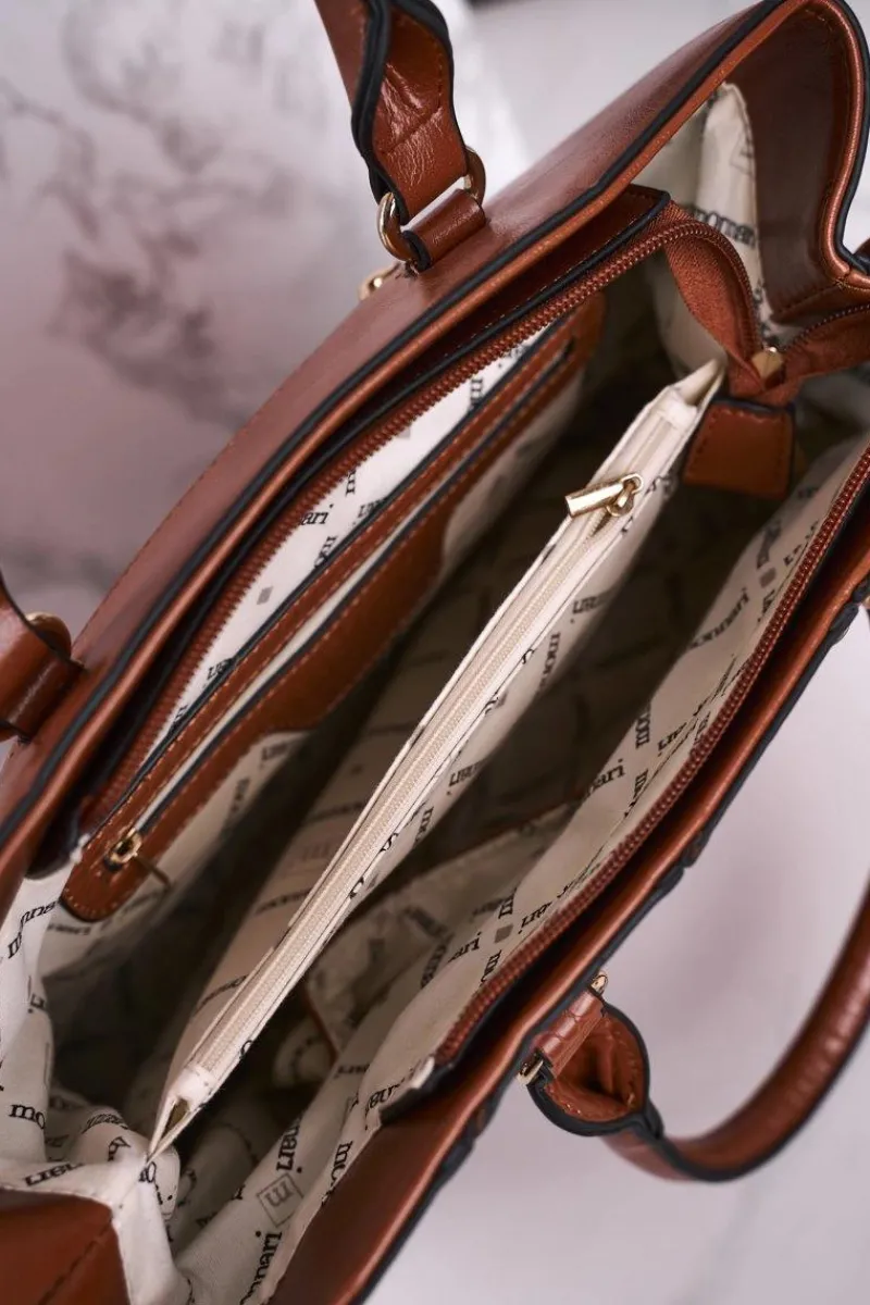 Discount Monnari Elegancka Karmelowa Torebka BAG4590-017 Print Zwierzęcy