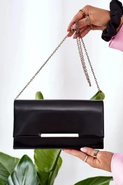 Kopertówki>Boto Elegancka Kopertówka Z Łańcuszkiem Czarna