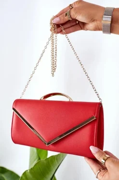 Online Elegancka Kopertówka Z Łańcuszkiem Czerwona Kopertówki
