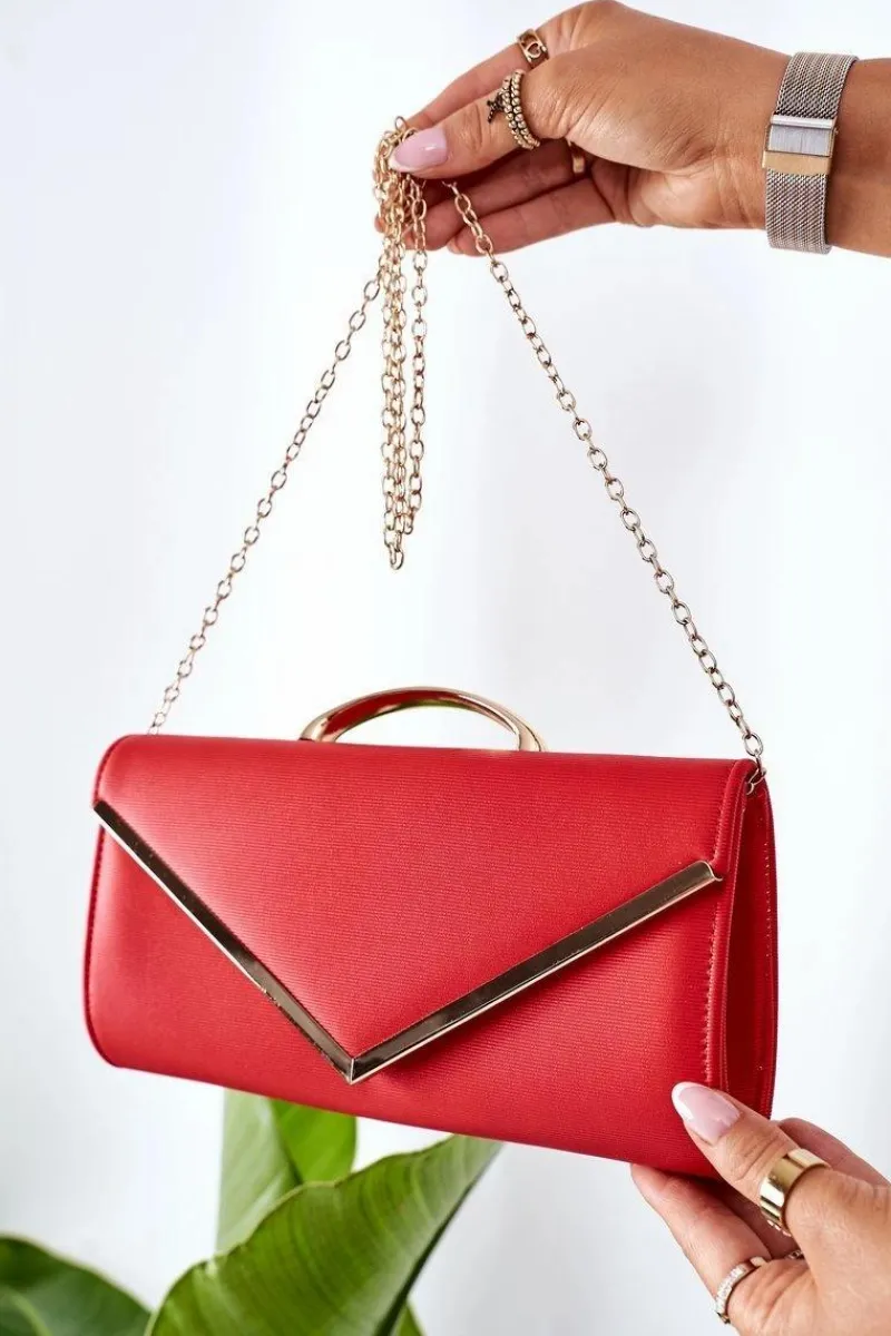 Online Elegancka Kopertówka Z Łańcuszkiem Czerwona Kopertówki